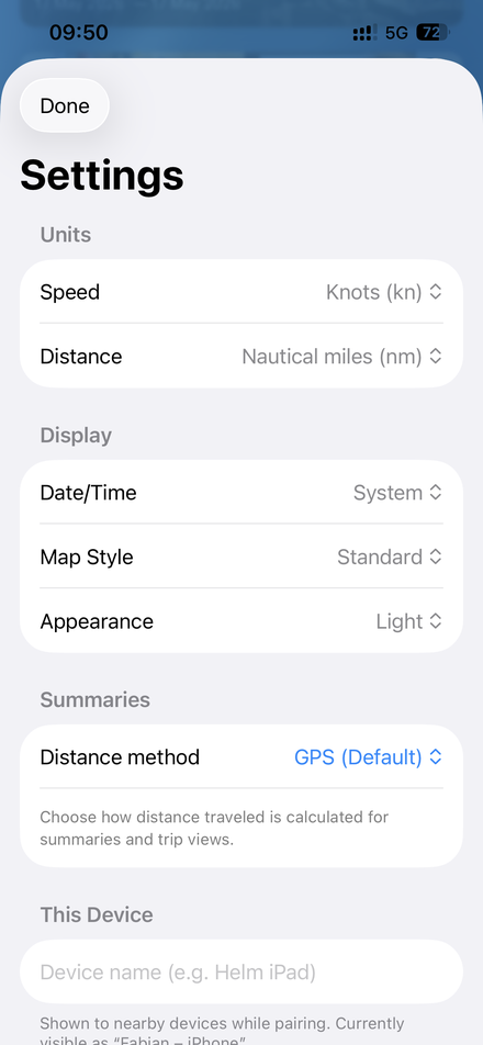 Skipper-Note settings screen